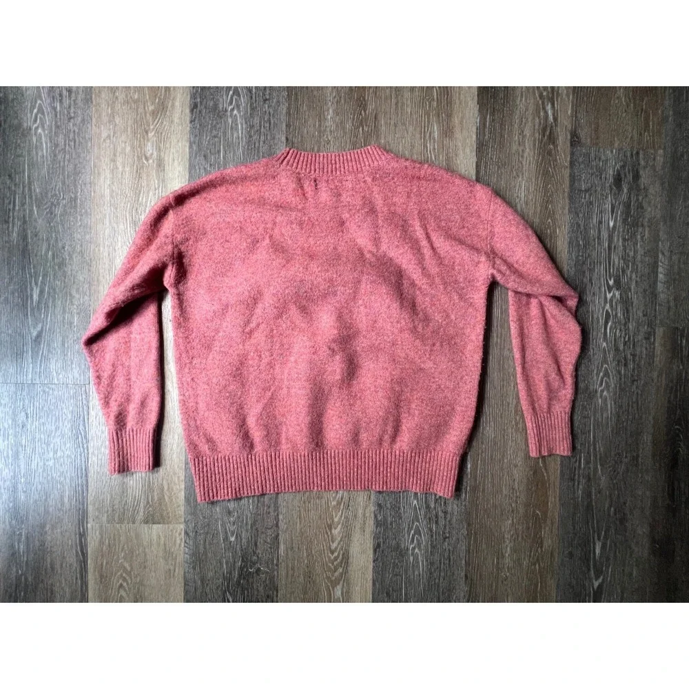 Loft Sweater Womens Medium Pink Argyle Crewneck‎ Knit Long Sleeve Pullover